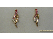 Гвоздик декор золото камень розовый листик 2см Гвоздик декор золото камень розовый листик 2см