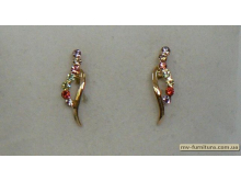 Гвоздик декор золото камень цветной листик 2см Гвоздик декор золото камень цветной листик 2см