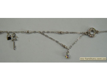 Браслет цепочка серебро №33 камень белый круг 21см Браслет цепочка серебро №33 камень белый круг 21см