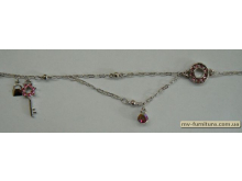 Браслет цепочка серебро №33 камень розовый круг 21см Браслет цепочка серебро №33 камень розовый круг 21см