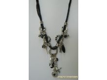 Колье веревка №16 металл+камень+пластмасса черный море (26см) Колье веревка №16 металл+камень+пластмасса черный море (26см)