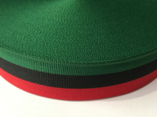 Тесьма ТЖ флаг 40мм (50м) зеленый-черный-красный Тесьма ТЖ флаг 40мм (50м) зеленый-черный-красный