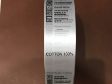 Этикетка состава атласная (100% cotton) 2,5см (100м) Этикетка состава атласная (100% cotton) 2,5см (100м)