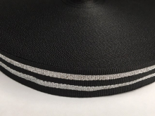 Тесьма ТЖ флаг 25мм (50м) 2п серебро черная Тесьма ТЖ флаг 25мм (50м) 2п серебро черная