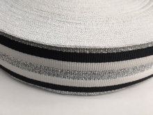 Тесьма ТЖ флаг 40мм (50м) 2черные 3 серебро белая Тесьма ТЖ флаг 40мм (50м) 2черные 3 серебро белая