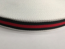 Тесьма ТЖ флаг 20мм (50м) 1красная 2черных белая Тесьма ТЖ флаг 20мм (50м) 1красная 2черных белая