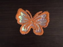 Вышивка апликация бабочка 4смх3см оранжевая