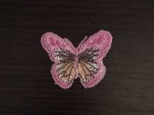 Вышивка апликация бабочка 4смх3см розовый