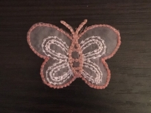 Вышивка апликация бабочка 5смх3см светло-розовый