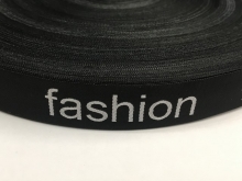 Тесьма c логотипом жаккард 20мм Fashion черно-белая