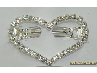 Заколка автомат камень рамка сердце 5см серебро Заколка автомат камень рамка сердце 5см серебро