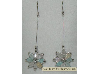 Серьги декор серебро камень цветной цветок Серьги декор серебро камень цветной цветок
