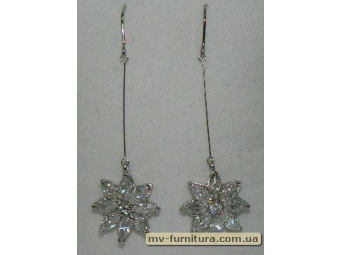 Серьги декор серебро камень белый цветок Серьги декор серебро камень белый цветок