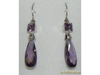 Серьги декор серебро камень фиолетовый 1камень капля Серьги декор серебро камень фиолетовый 1камень капля