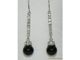 Серьги декор серебро камень белый жемчуг черный 5 см. Серьги декор серебро камень белый жемчуг черный 5 см.