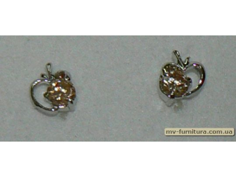 Гвоздик класика серебро камень желтый яблоко Гвоздик класика серебро камень желтый яблоко