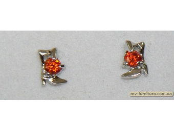 Гвоздик класика серебро камень красный сапог Гвоздик класика серебро камень красный сапог