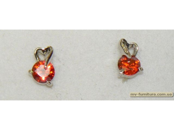 Гвоздик класика серебро камень красный сердце на камне Гвоздик класика серебро камень красный сердце на камне