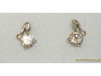 Гвоздик класика серебро камень желтый 2камня Гвоздик класика серебро камень желтый 2камня
