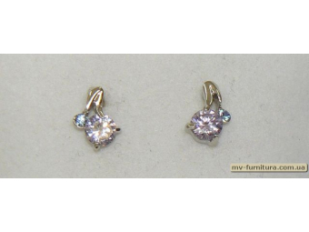 Гвоздик класика серебро камень голубой 2камня Гвоздик класика серебро камень голубой 2камня