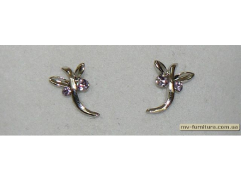 Гвоздик класика серебро камень фиолетовый стрекоза Гвоздик класика серебро камень фиолетовый стрекоза