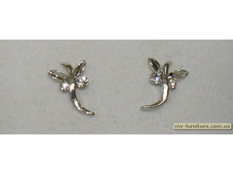 Гвоздик класика серебро камень белый стрекоза Гвоздик класика серебро камень белый стрекоза