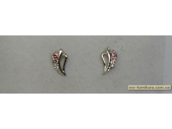 Гвоздик класика серебро камень розовый листик Гвоздик класика серебро камень розовый листик