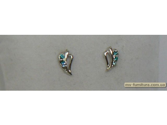 Гвоздик класика серебро камень зеленый листик Гвоздик класика серебро камень зеленый листик