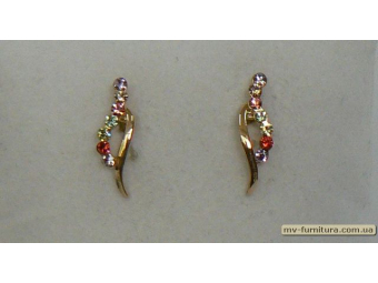 Гвоздик декор золото камень цветной листик 2см Гвоздик декор золото камень цветной листик 2см