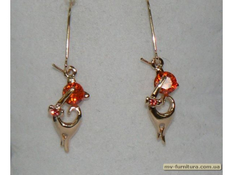 Серьги класика золото камень красный кошка Серьги класика золото камень красный кошка