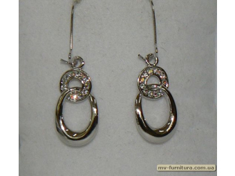 Серьги класика серебро камень белый 2кольца Серьги класика серебро камень белый 2кольца