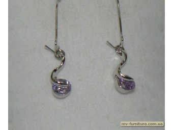 Серьги класика серебро камень фиолетовый крючок Серьги класика серебро камень фиолетовый крючок