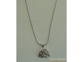 Кулон цепочка серебро камень цветной рыбка (22см) Кулон цепочка серебро камень цветной рыбка (22см)