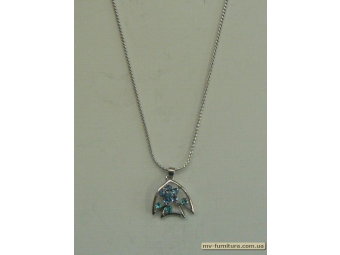 Кулон цепочка серебро камень голубой рыбка (22см) Кулон цепочка серебро камень голубой рыбка (22см)