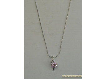 Кулон цепочка серебро камень розовый восьмерка (22см) Кулон цепочка серебро камень розовый восьмерка (22см)