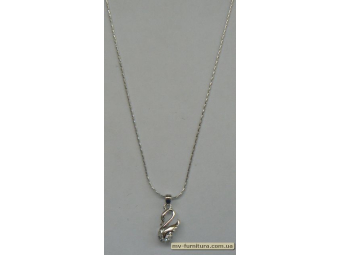 Кулон цепочка серебро камень белый лебедь (22см) Кулон цепочка серебро камень белый лебедь (22см)