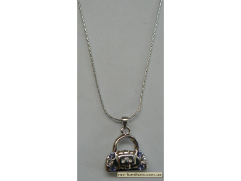 Кулон цепочка серебро камень фиолетовый сумочка (22см) Кулон цепочка серебро камень фиолетовый сумочка (22см)