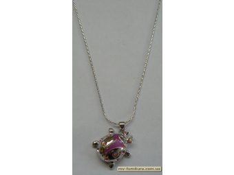 Кулон цепочка серебро камень розовый божья коровка (22см) Кулон цепочка серебро камень розовый божья коровка (22см)
