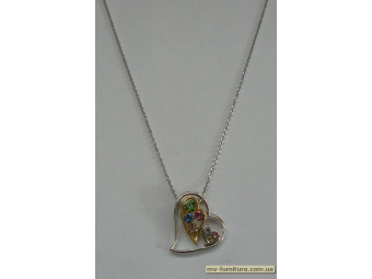 Кулон цепочка серебро камень цветной 3сердца (22см) Кулон цепочка серебро камень цветной 3сердца (22см)