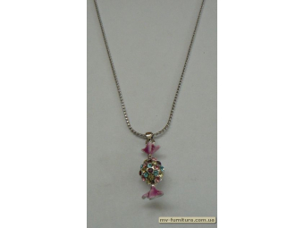 Кулон цепочка серебро камень фиолетовый конфетка (22см) Кулон цепочка серебро камень фиолетовый конфетка (22см)