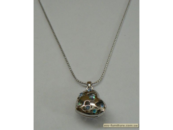 Кулон цепочка серебро камень голубой объемное сердце (22см) Кулон цепочка серебро камень голубой объемное сердце (22см)