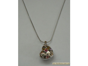 Кулон цепочка серебро камень цветной объемное сердце (22см) Кулон цепочка серебро камень цветной объемное сердце (22см)