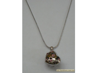 Кулон цепочка серебро камень розовый объемное сердце (22см) Кулон цепочка серебро камень розовый объемное сердце (22см)