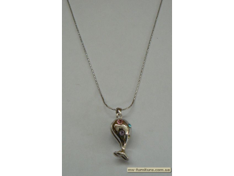 Кулон цепочка серебро камень цветной кит (22см) Кулон цепочка серебро камень цветной кит (22см)