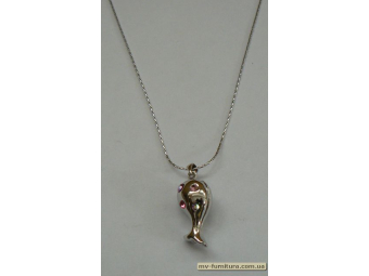 Кулон цепочка серебро камень розовый кит (22см) Кулон цепочка серебро камень розовый кит (22см)