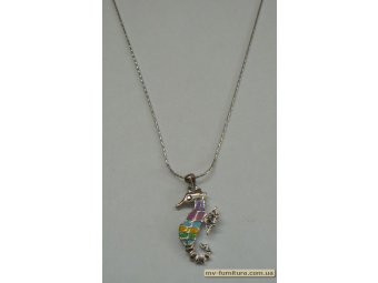 Кулон цепочка серебро камень эмаль цветной морской конек (22см) Кулон цепочка серебро камень эмаль цветной морской конек (22см)