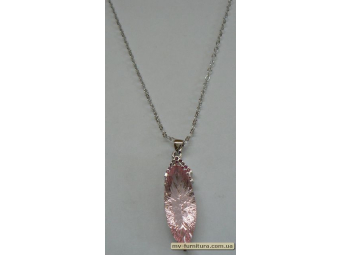Кулон цепочка серебро камень розовый капля (22см) Кулон цепочка серебро камень розовый капля (22см)