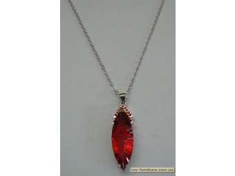 Кулон цепочка серебро камень красный капля (22см) Кулон цепочка серебро камень красный капля (22см)