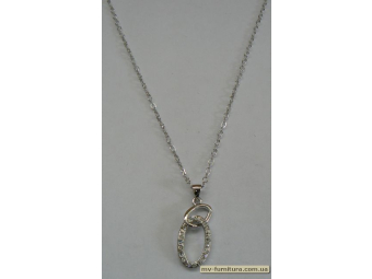 Кулон цепочка серебро камень белый овал (22см) Кулон цепочка серебро камень белый овал (22см)