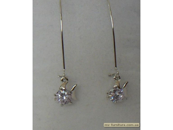 Серьги декор серебро камень голубой рыбка Серьги декор серебро камень голубой рыбка